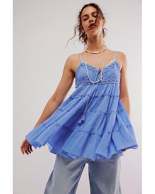 Free People Blue Sunsetter Mini Slip