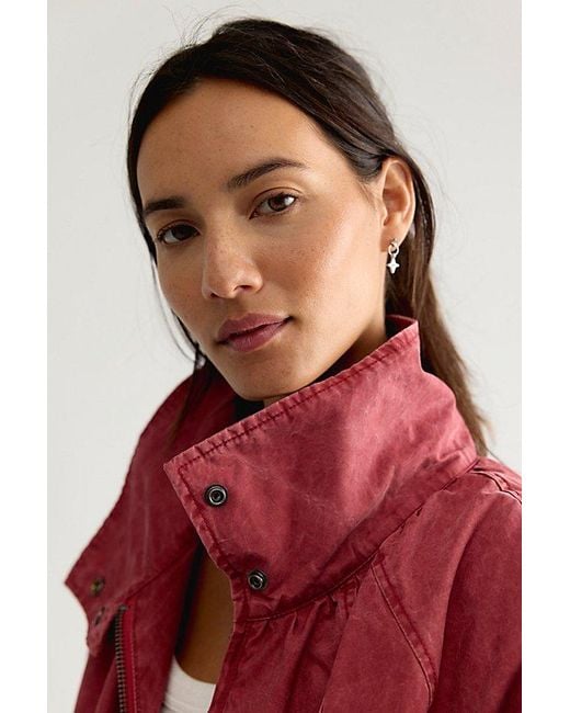 Free People Red Chelsea Funnel-Neck Jacket