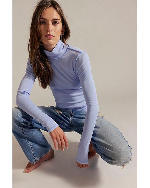 Free People Blue We The Free Good Good Turtleneck