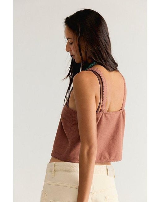 Free People Brown Nora Embroidered Top
