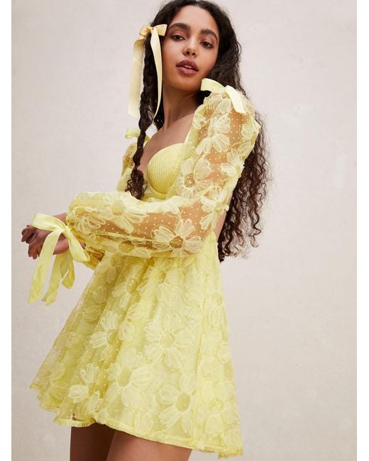 Free People For Love Lemons Kiersten Mini Dress in Yellow Lyst