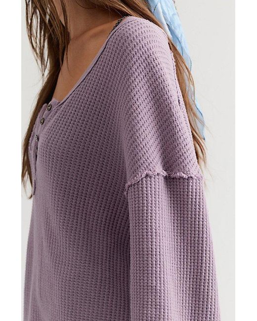 Free People Purple Montreal Oversized Thermal Henley