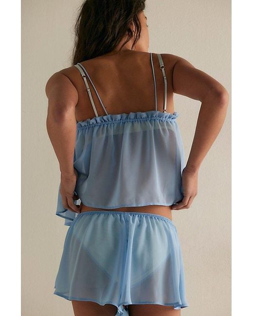 Only Hearts Blue Daisy Chiffon Short Set