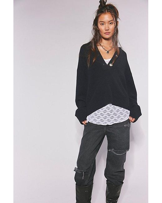 Free People Black Trading Up Polo