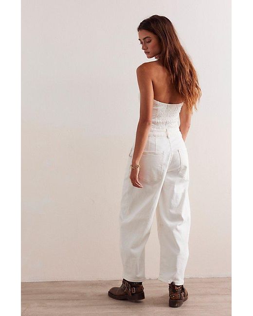 Free People Natural We The Free Je Suis Pret Barrel Jumpsuit