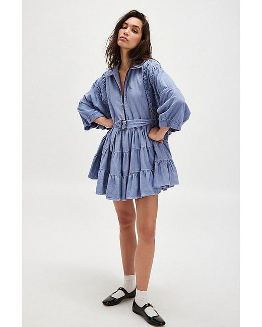 Free People Blue Hampton Mini Dress