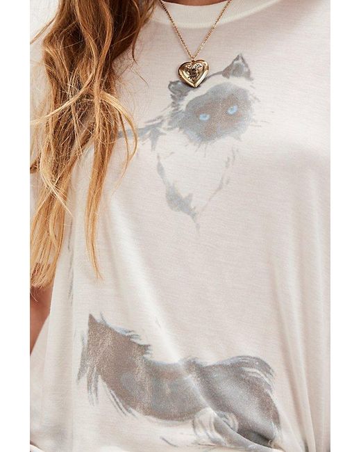 Junk Food White The Shadow Cat Tee By
