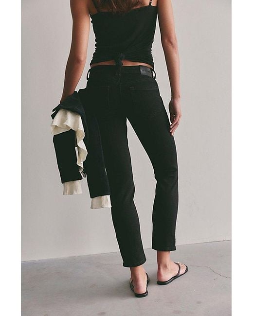 Free People Blue Oracle Low-Rise Slim Straight Jeans