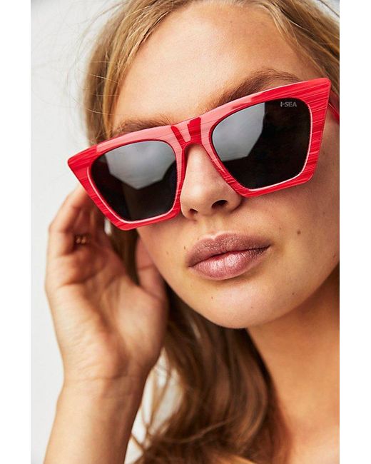 Free People Orange Lucy Polarized Cat Eye Sunglasses