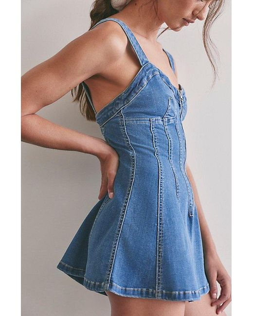 Free People Blue Delancey Flare Romper