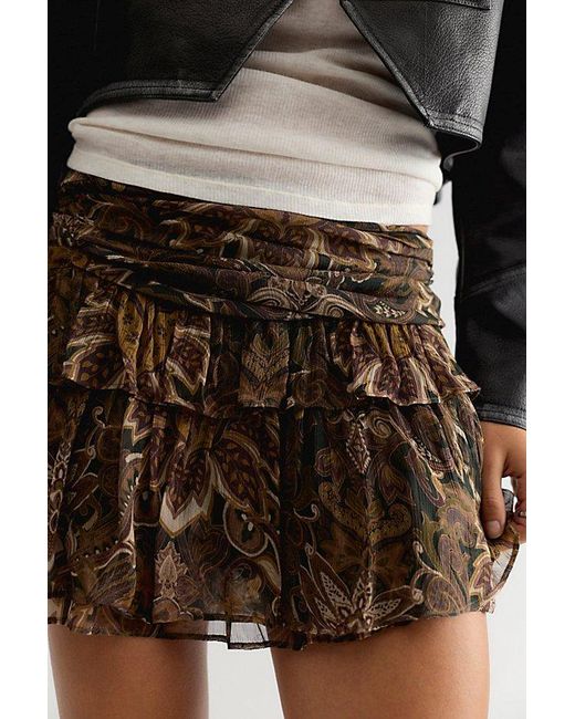 Free People Black Spell Damask Mini Skirt