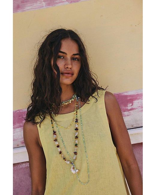 Free People Green Washed Ashore Pendant Strand Necklace