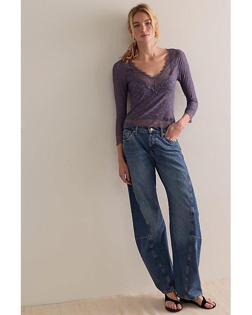 Intimately By Free People Purple Lace Me Twice Layering Top By