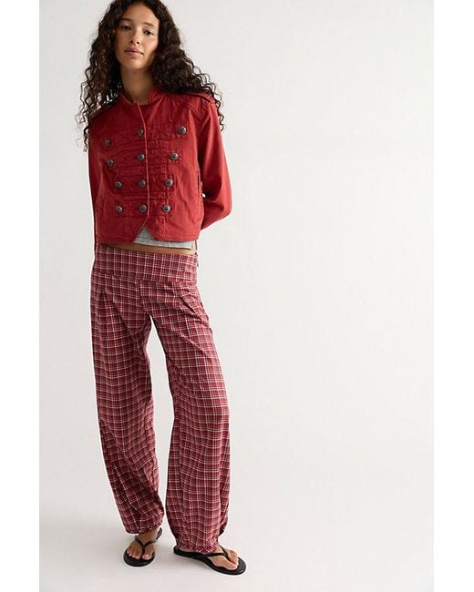 Free People Red Lizzy Low-Rise Pull-On Pants