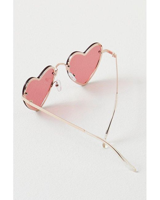 Free People Brown Heart Eyes Sunglasses At In Red