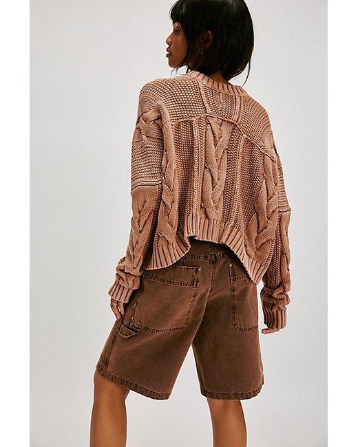 Free People Brown In A Daze Pullover