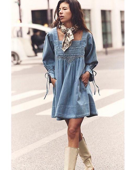 (取寄) フリーピープル レディース ソノラ デニム ミニ ドレス Free People women Sonora Denim Mini Dress Midnight Rinse Free People Sonora Denim Mini Dress in Blue | Lyst