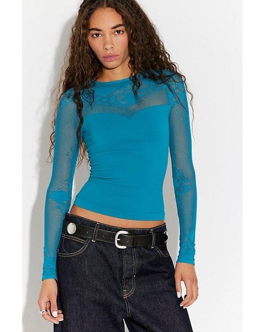 Intimately By Free People Blue Chasing Dreams Long Sleeve By