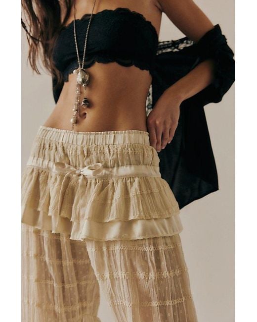 Free People White Belle Ruffle Pants