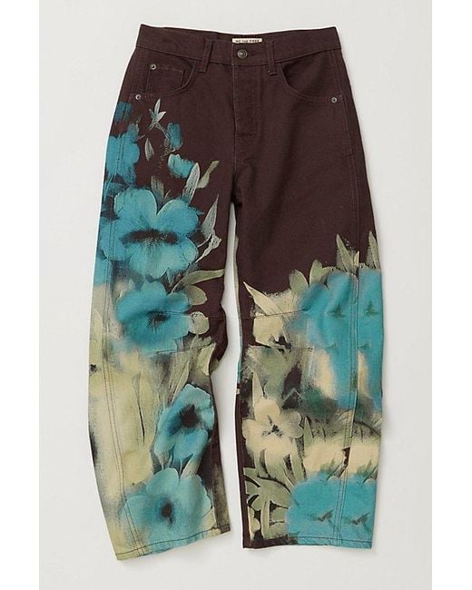 Free People Multicolor Good Luck Printed Barrel Jeans