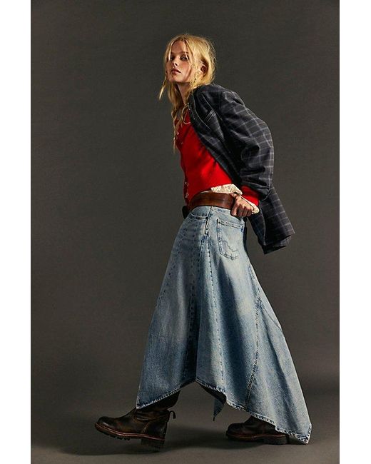 Free People Blue Aquarius Maxi Skirt