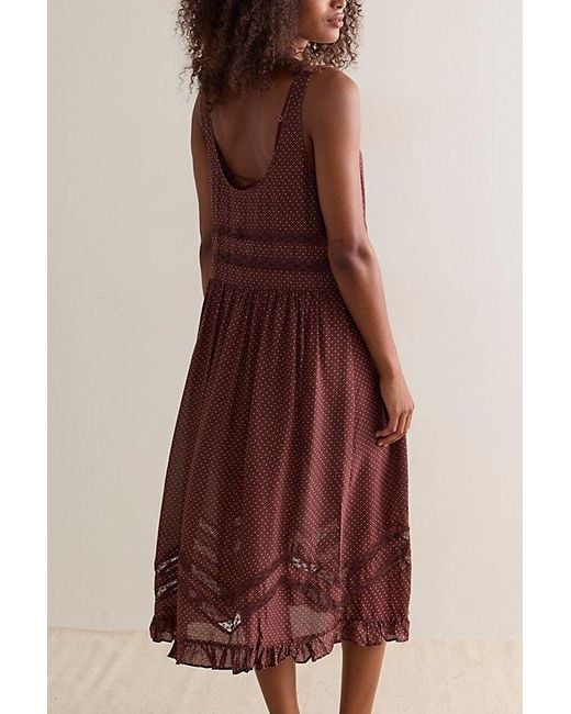 Intimately By Free People Red Voile And Lace Midi Slip Dress By