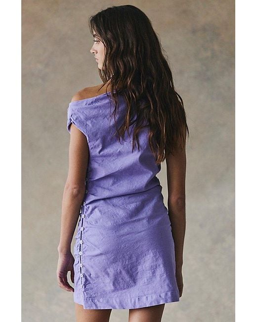 free-est Purple So Far Summer Stretch Linen Mini Dress By