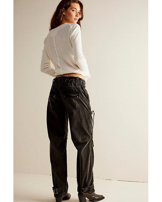 Free People Can't Compare Slouch Pants At In Washed Black, Size: Large