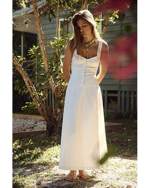 free-est Green Holland Stretch Linen Midi Dress By