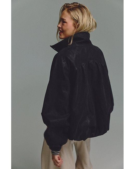 Free People Blue We The Free Chelsea Vegan Suede Funnel-Neck Jacket