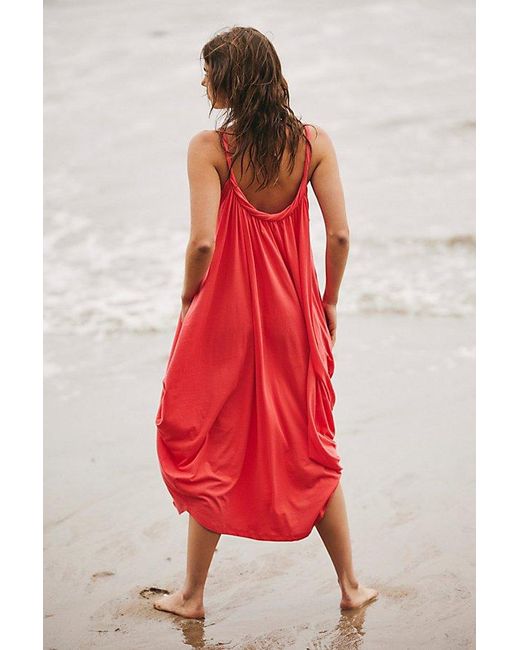 Free People Red Twisted Low-Back Midi
