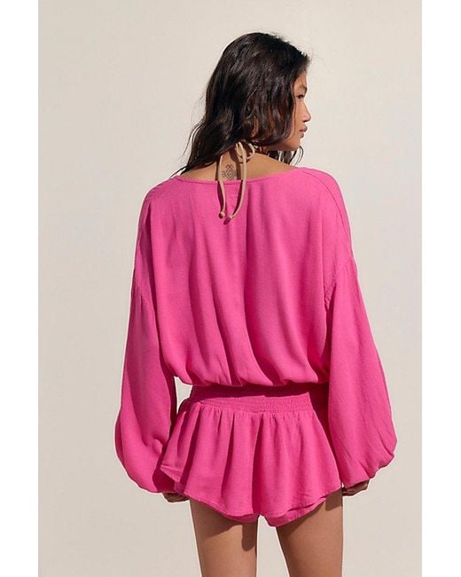 free-est Pink Carson Drop-Waist Romper By