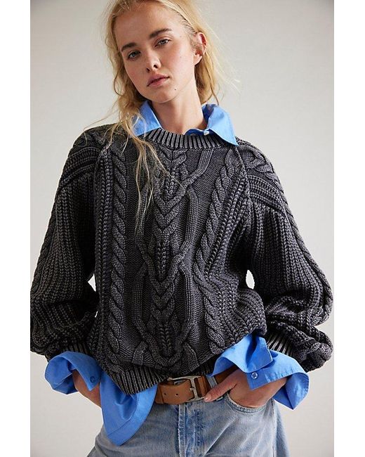 Free People Black Frankie Cable Jumper