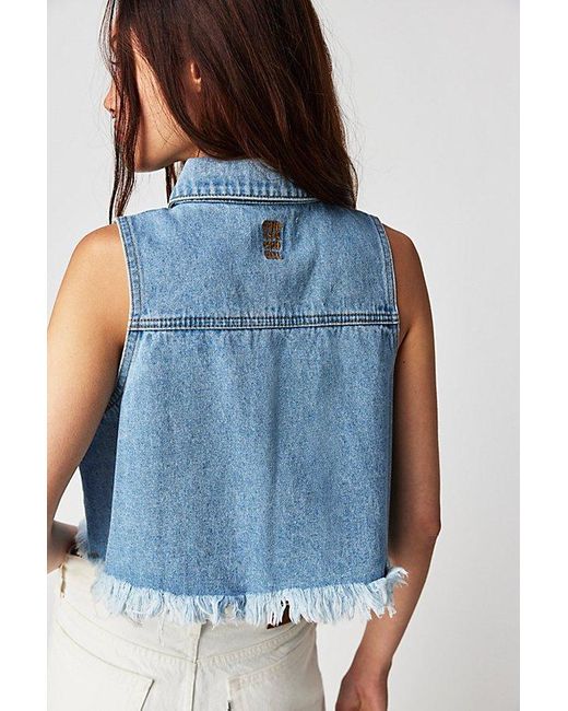 One Teaspoon Fp X Cropped Braxton Top At Free People In Bolt Blue, Size: Xs