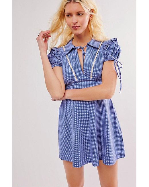 Free People Blue Dottie Mini Dress