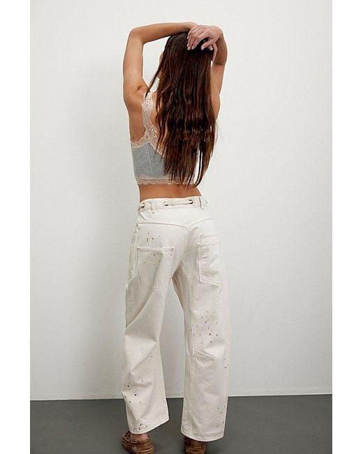Free People Natural Moxie Pull-on Barrel Jeans At Free People In White, Size: 27