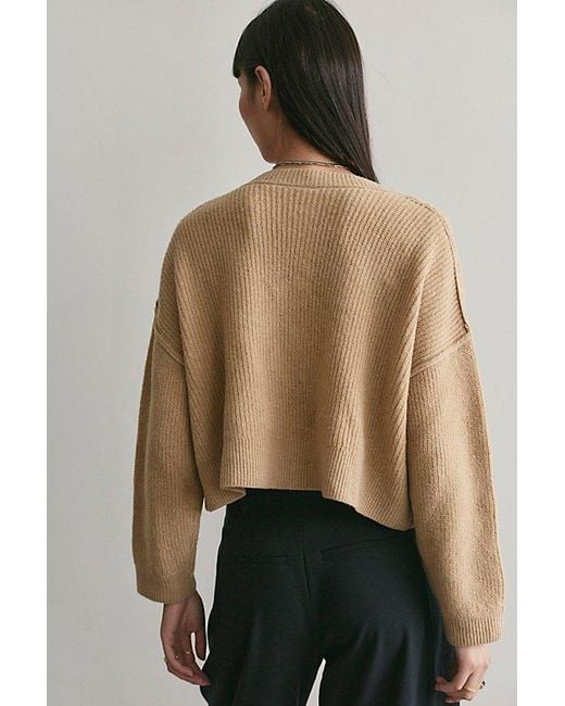 Free People Brown Ottilie Ribbed Knit Cardi