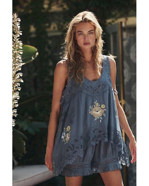 Intimately By Free People Blue Eye Catcher Bloomsie Romper By