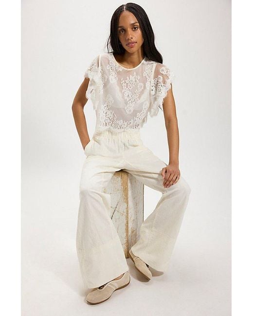 Free People Natural Day's End Linen Pull-On Pants