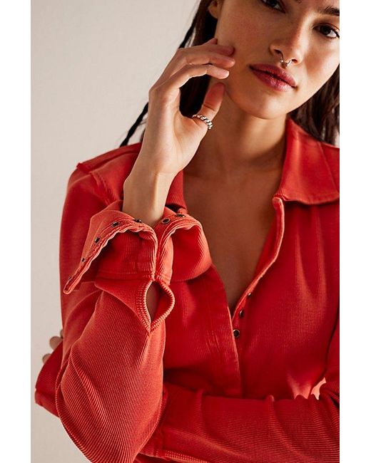 Free People Red Dropping Tears Shirting