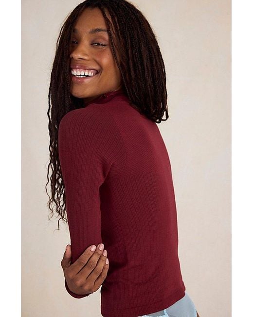 Intimately By Free People Red So Soft Seamless Modal Mock Neck Top By