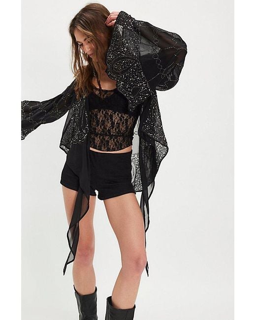Free People Black Nick Of Time Jacket Top