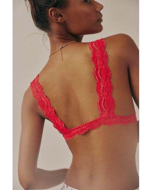 Intimately By Free People Red Last Dance Lace Plunge Bralette