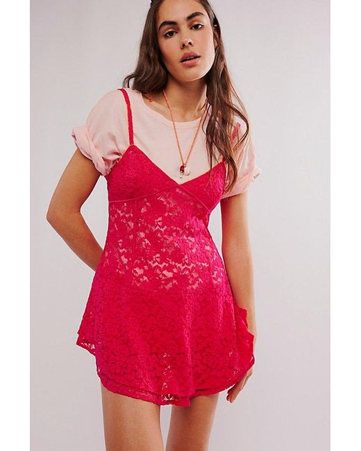 Intimately By Free People Red Sun-sational Mini Slip