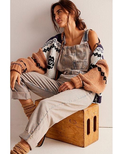 Free People Natural Ziggy Denim Overalls At Free People In Peach, Size: Xs