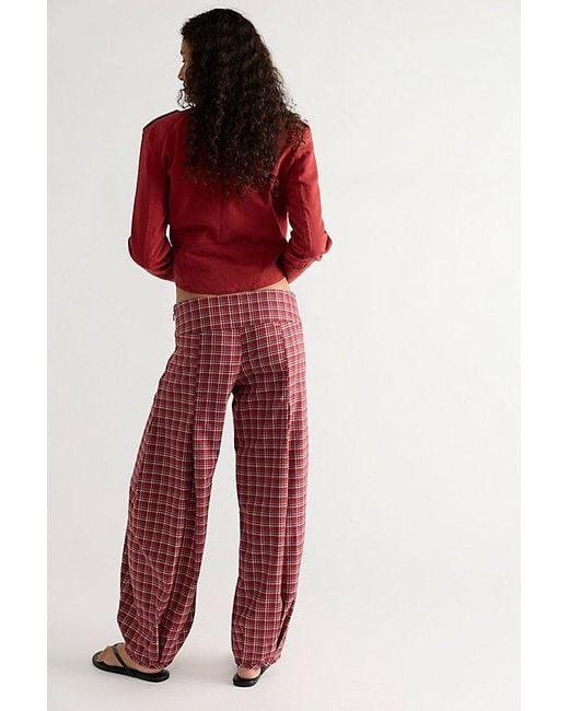 Free People Red Lizzy Low-Rise Pull-On Pants