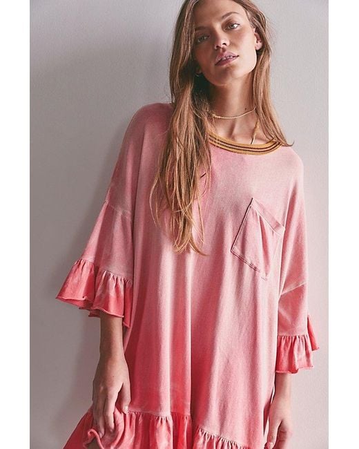 Free People Multicolor Campus Classic Tee Mini Dress