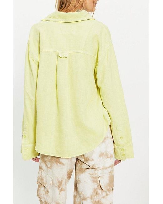 Free People Yellow Laurel Linen Button Down Top
