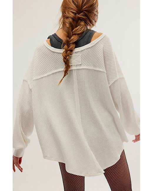 Free People Natural Coraline Thermal At Free People In Ivory, Size: Xs