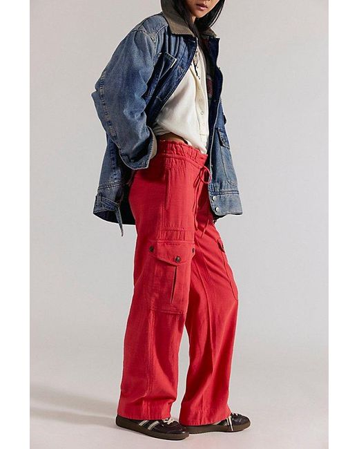 Free People Red We The Free Park Ave Pull-On Cargo Pants